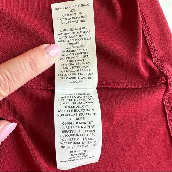 Michael Kors Knit Shift Dress Sleeveless V-Neck Zipper Office Work Burgundy XS - Picture 8 of 10